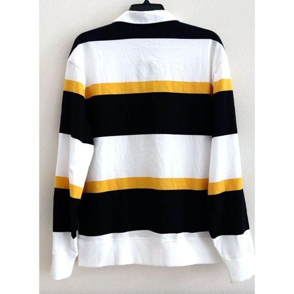 Michael Kors CS250PJ5E2 Mens Sz M Butter Multi Striped L/S Rugby Polo Shirt $128 - Picture 2 of 12